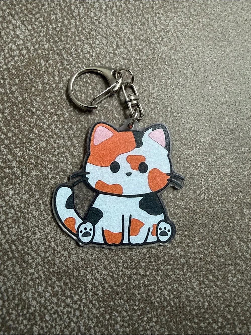 Cute Calico Cat Keychain - Orange and White Cat Charm